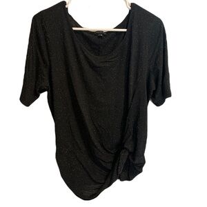 💜 Lane Bryant Black Sparkle Ruched & Knot Detail Top - Plus Size 18/20